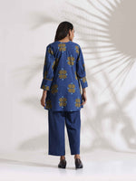 Thumbnail for trueBrowns Blue Cotton Print Top & Pants Co-ord Set