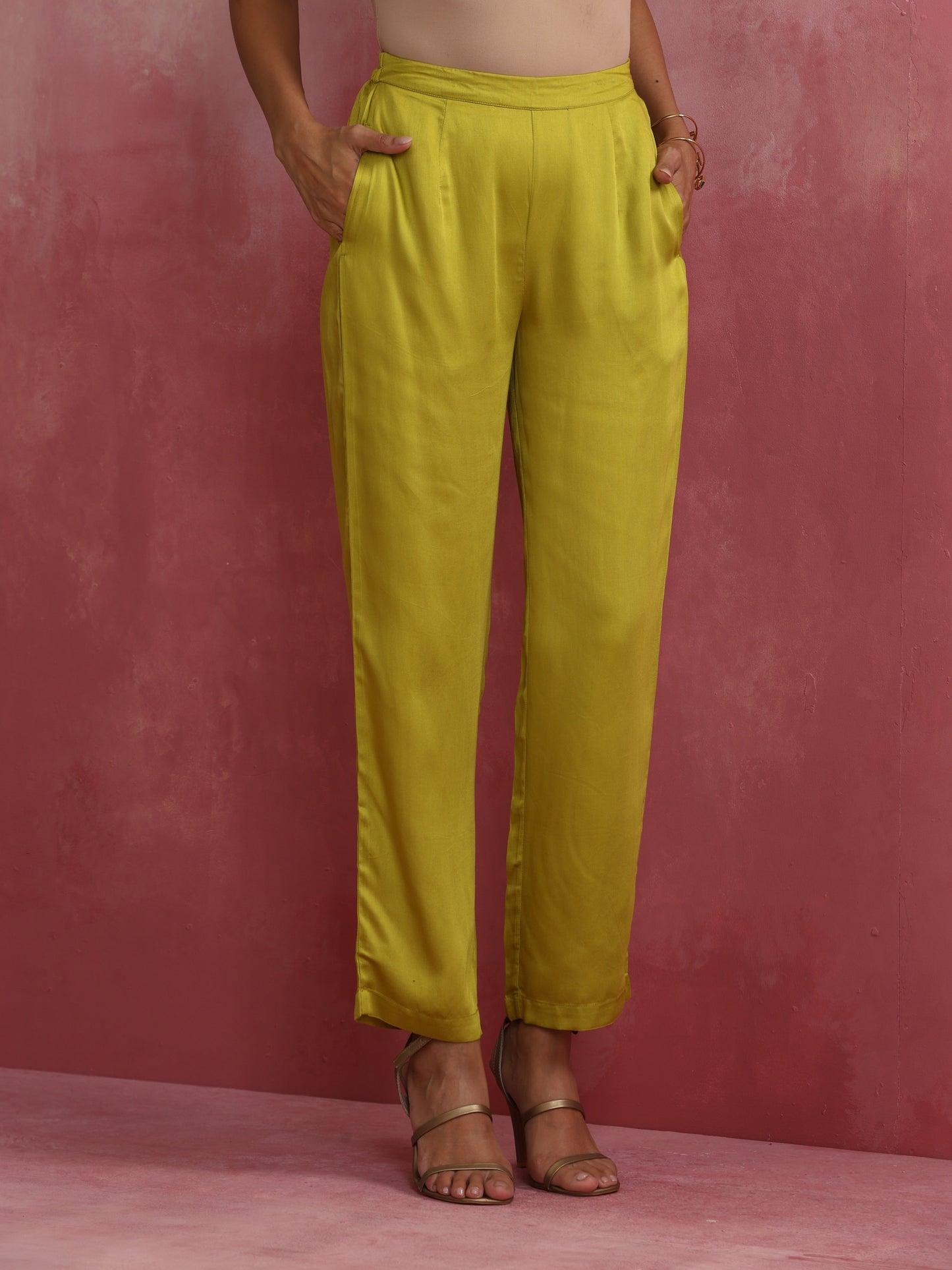 trueBrowns Lime Green Short Kurta Co-ord set - Distacart