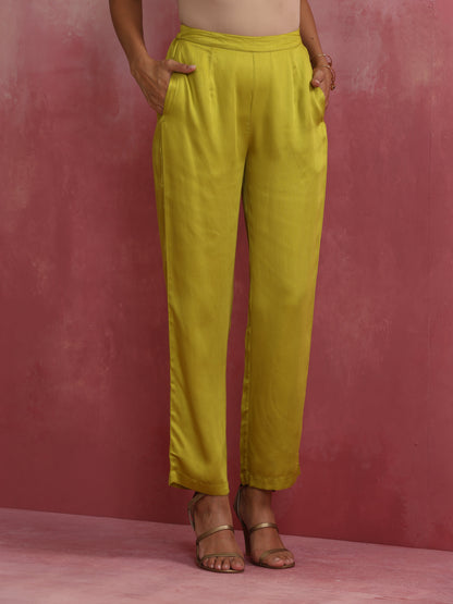 trueBrowns Lime Green Short Kurta Co-ord set - Distacart