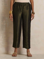 Thumbnail for trueBrowns Olive Green Tissue Kurta Co-ord Set