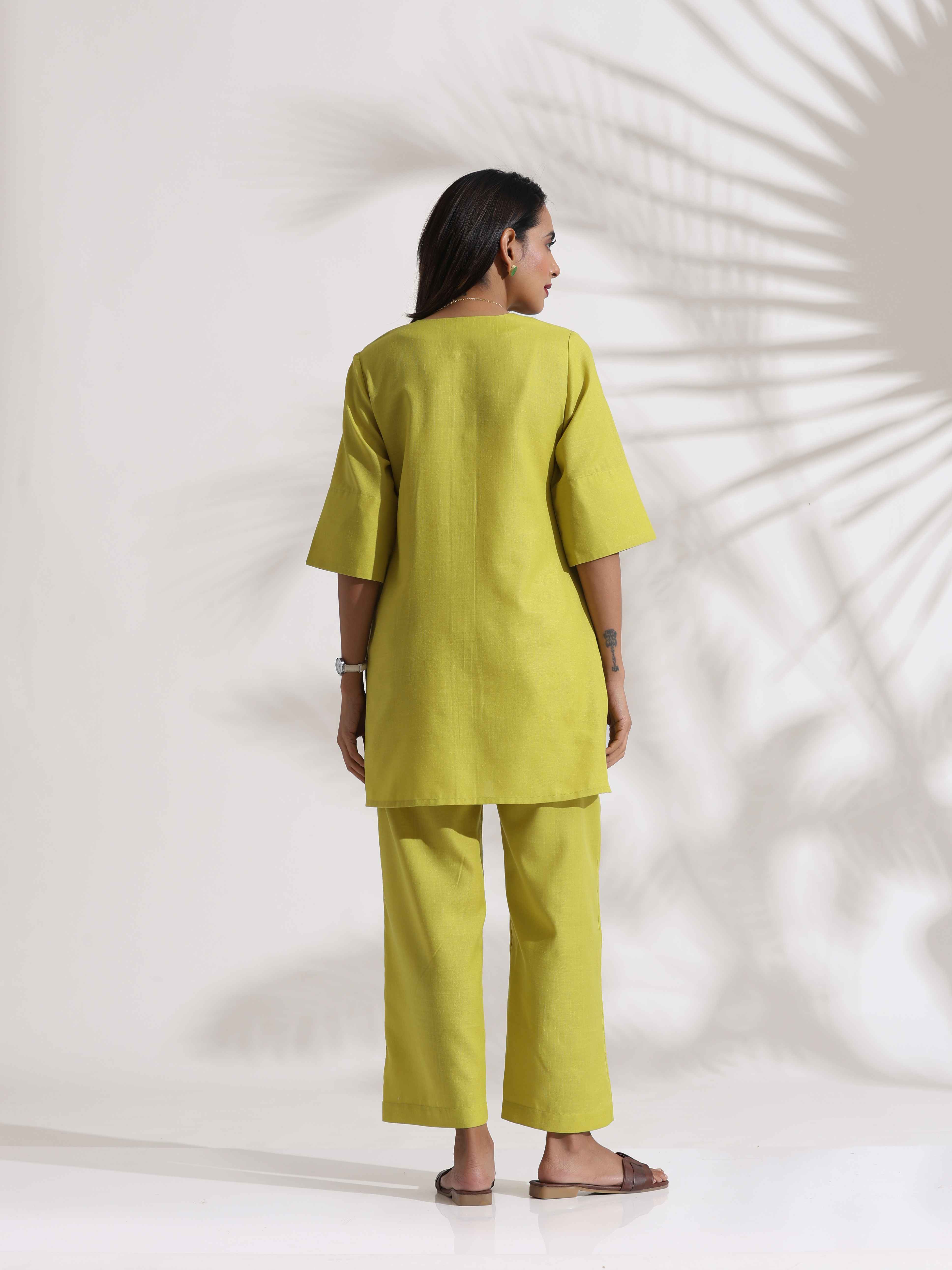 trueBrowns Lime Slub Co-ord Set