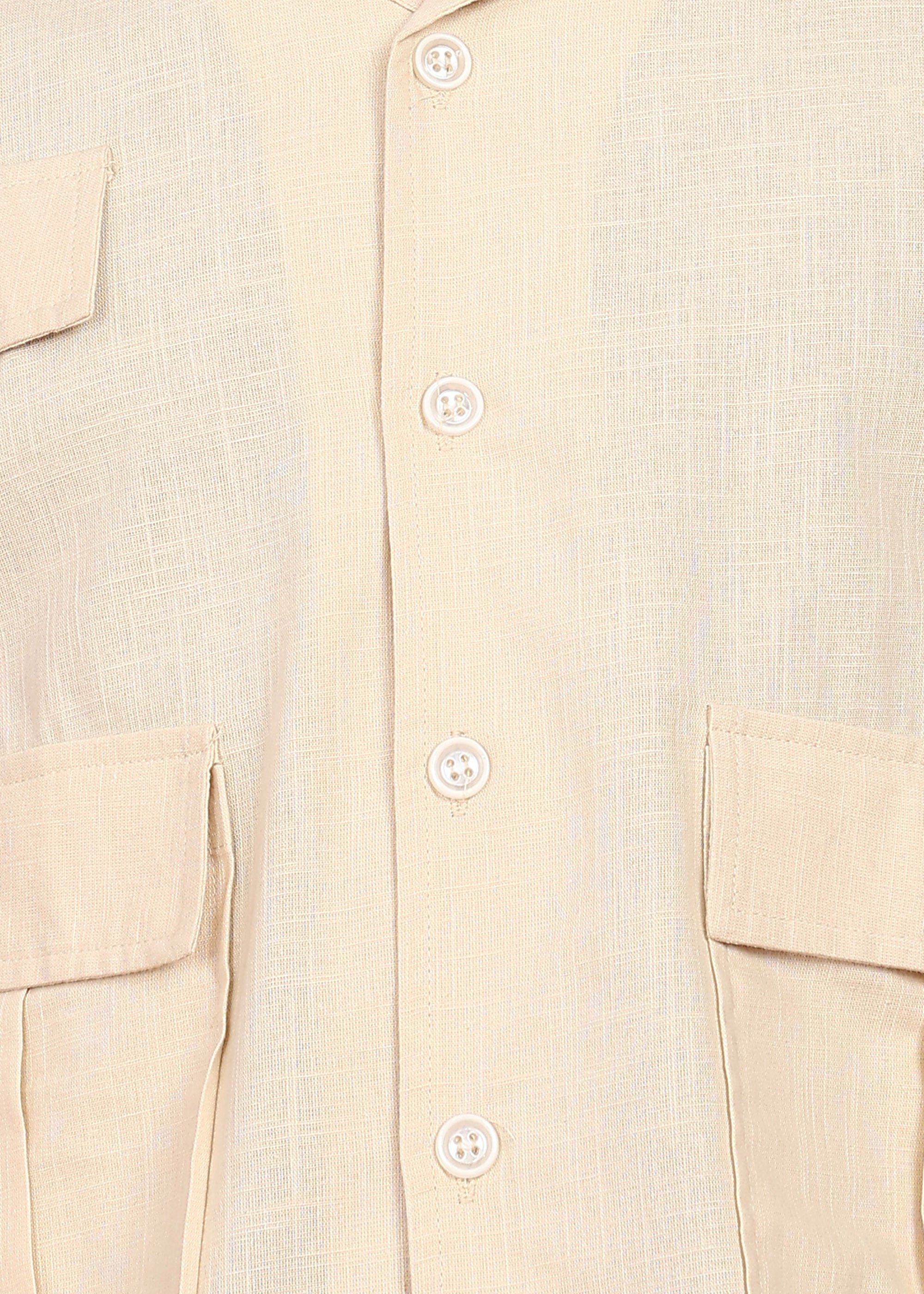 Fabmade Men Beige Cotton Linen Coort-Set Shorts - Distacart