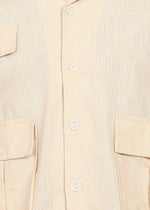 Thumbnail for Fabmade Men Beige Cotton Linen Coort-Set Shorts - Distacart