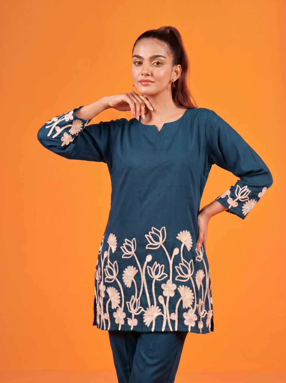 Anaita Teal Stylish Readymade Co-Ords Set - Dista