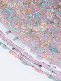 Thumbnail for House of Panchhi Pink Chiffon Sequins And Thread Embroidery Lehenga Choli & Printed Dupatta - Distacart