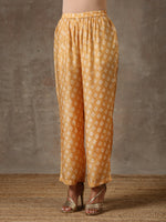 Thumbnail for trueBrowns Beige White Flared Printed Silk Kurta Pant Set - Distacart