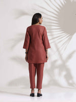Thumbnail for trueBrowns Pink Slub Pleated Co-ord Set