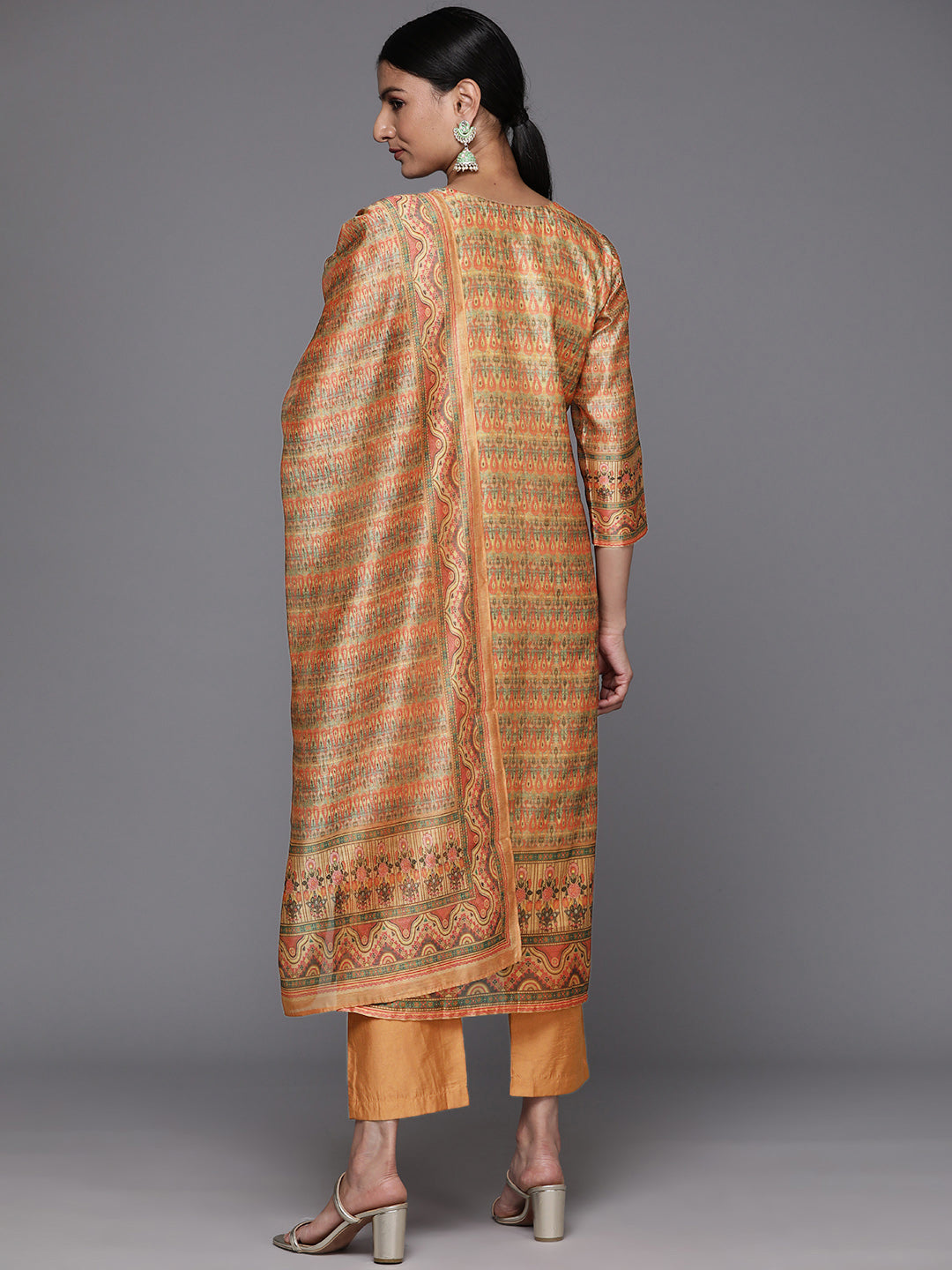 Varanga Women Coral Printed, Straight Kurta Paired With Tonal Bottom And Printed Dupatta - Distacart