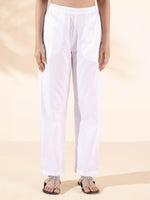 Thumbnail for trueBrowns White Cotton Dobby Flared Co-ord Set - Distacart