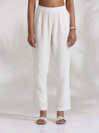 Thumbnail for trueBrowns White Cotton Embroidered Kurta Co-ord Set