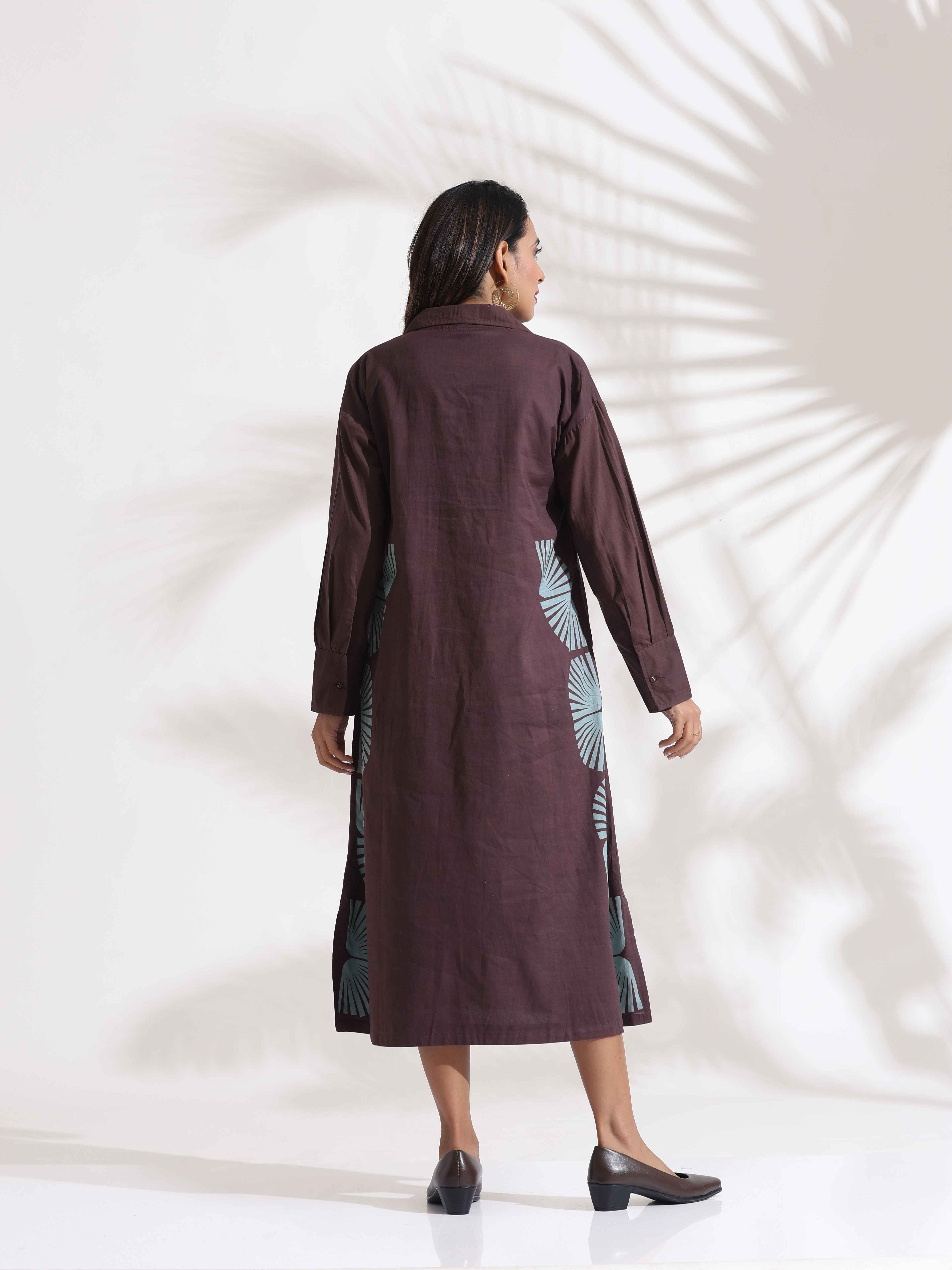trueBrowns Cola Cotton Print A-line Dress