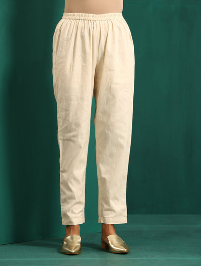 trueBrowns Ivory Peach Cotton V-Neck Co-Ord Set - Distacart
