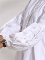 Thumbnail for trueBrowns White Cotton Schiffli Short Dress