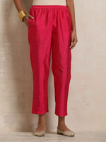 Thumbnail for trueBrowns Hot Pink Tissue Straight Kurta Set