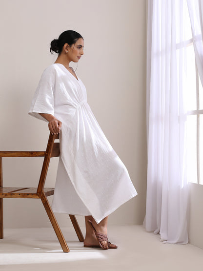trueBrowns White Dobby Kaftan Dress | Relove - Distacart