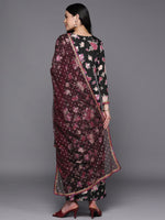 Thumbnail for Ahalyaa Women Black Floral Printed Gotta Patti Kurta with Palazzos & With Dupatta - Distacart