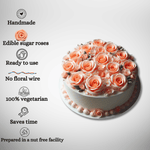Thumbnail for sugar roses for cake cupcake decoration peach 120 gms