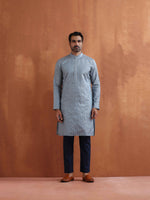 Thumbnail for trueBrowns Men's Blue Chanderi Kurta