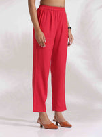 Thumbnail for trueBrowns Red Cotton Print Kurta Co-ord Set