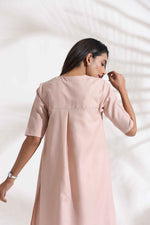 Thumbnail for trueBrowns Light Pink Slub Kurta Set