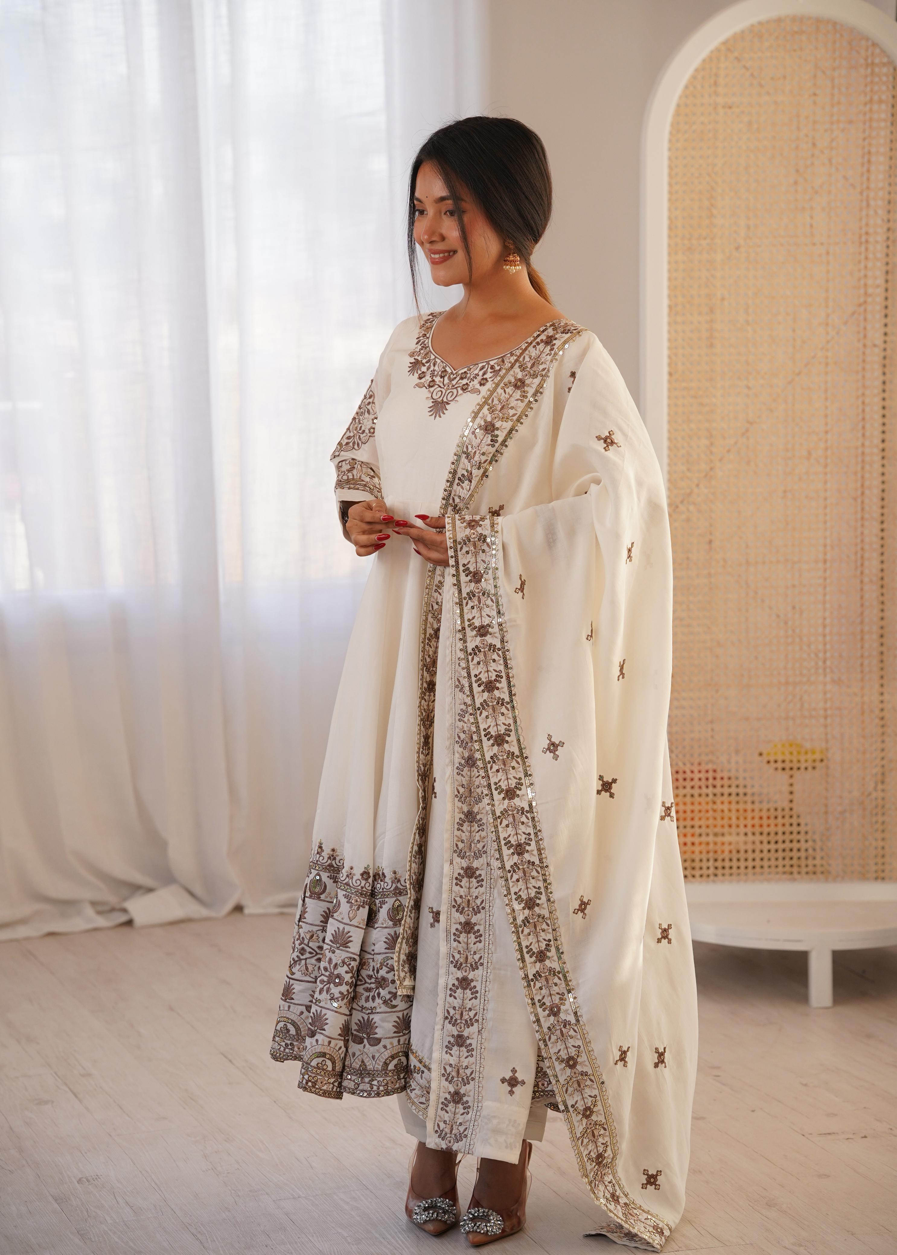 Anaita Black Silk Readymade Anarkali Suit with Embroidery & Sequence Work - Dista