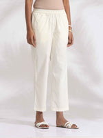 Thumbnail for trueBrowns Off-White Cotton Multi Stripe Flared Kurta Set