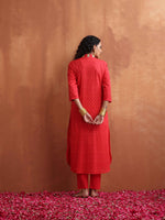 Thumbnail for trueBrowns Red Print A-line Kurta Set - Distacart