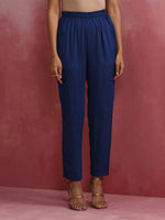 Thumbnail for trueBrowns Blue Modal Kimono sleeve Kurta set - Distacart