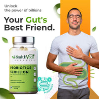 Thumbnail for Health Veda Organics Probiotics 50 Billion Veg Capsules