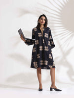 Thumbnail for trueBrowns Black Cotton Print Short Dress