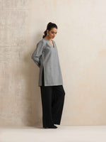 Thumbnail for trueBrowns Grey Winter High Slit Top