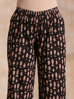 Thumbnail for trueBrowns Black Fish Bagru Print Cotton Angrakha Pant Set - Distacart