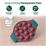 Thumbnail for The Indus Valley 12 Pit/Cup CASTrong Cast Iron Paniyaram/Appe Pan, Pre-seasoned, with Double Handle Silicone Grip,Toxin-free, 20.8 cm, 2.2 kg