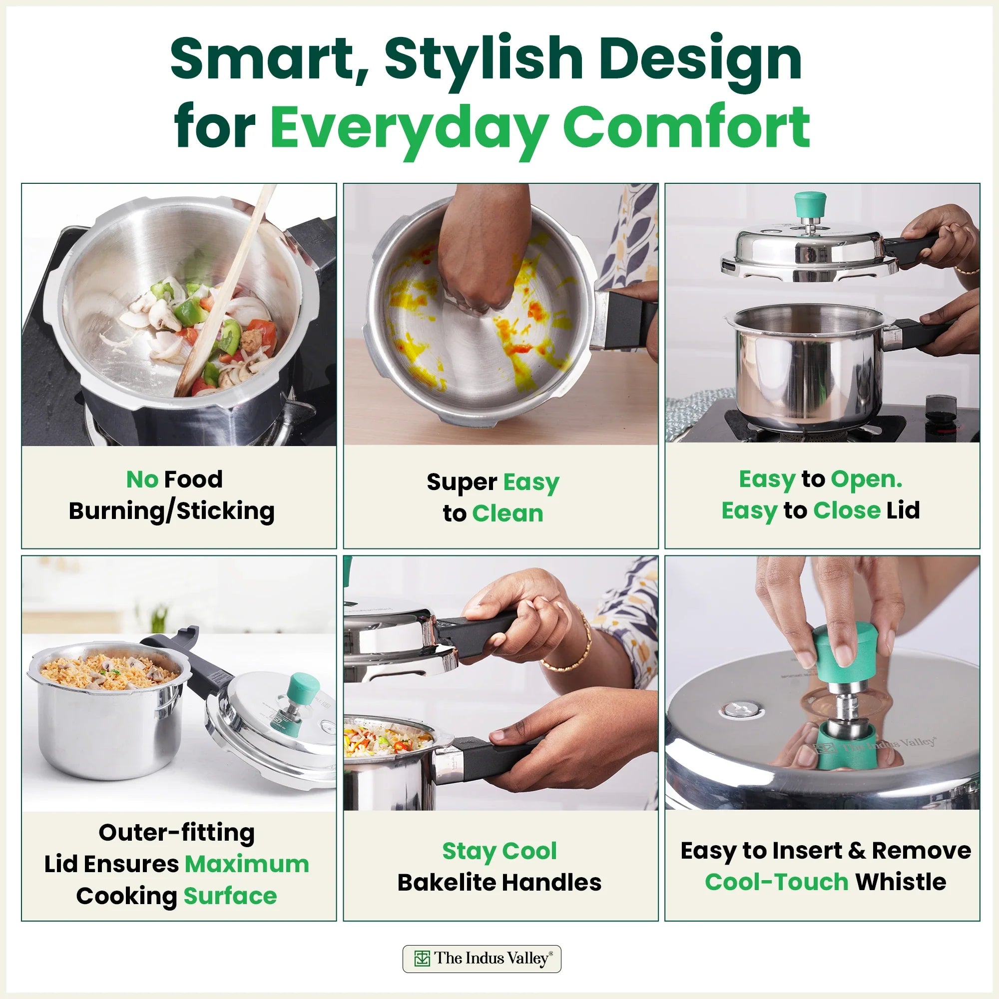 The Indus Valley RapidCuk Tri-ply Stainless Steel Pressure Cooker, Premium Quality, 3 Layer Thick Body, Heavy Bottom, 100% Safe, ISI Certified, Induction & Gas, 2/3/5L