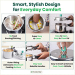 Thumbnail for The Indus Valley RapidCuk Tri-ply Stainless Steel Pressure Cooker, Premium Quality, 3 Layer Thick Body, Heavy Bottom, 100% Safe, ISI Certified, Induction & Gas, 2/3/5L