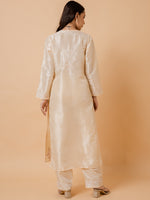 Thumbnail for HOUSE OF KARI Floral Embroidered Silk Chikankari Kurta - Distacart