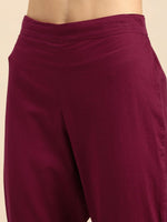 Thumbnail for All About You Women Maroon Woven Design Pure Cotton Kurta with Trousers - Distacart