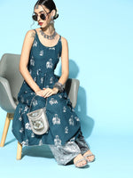 Thumbnail for Ode by House of Pataudi Tranquil Teal Fit & Flare Kurta - Distacart
