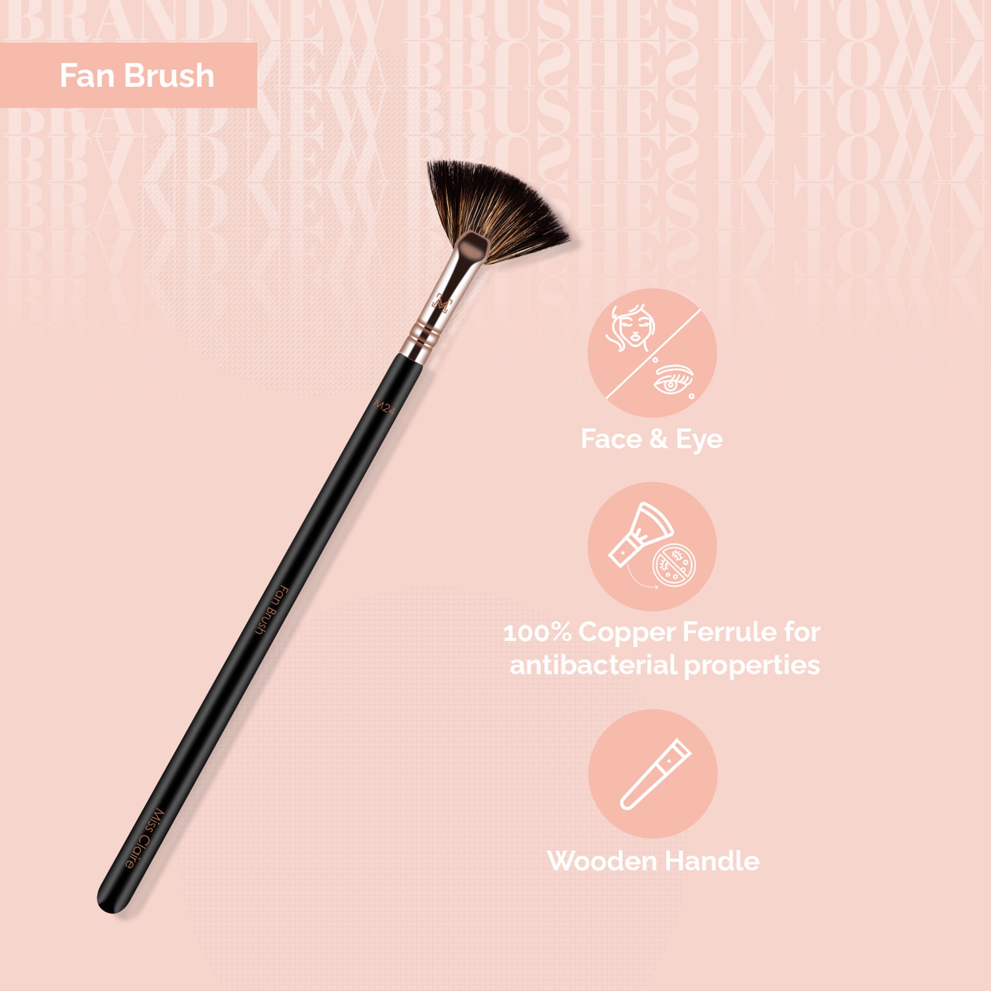 Miss Claire M24 - Fan Brush - Rose Gold