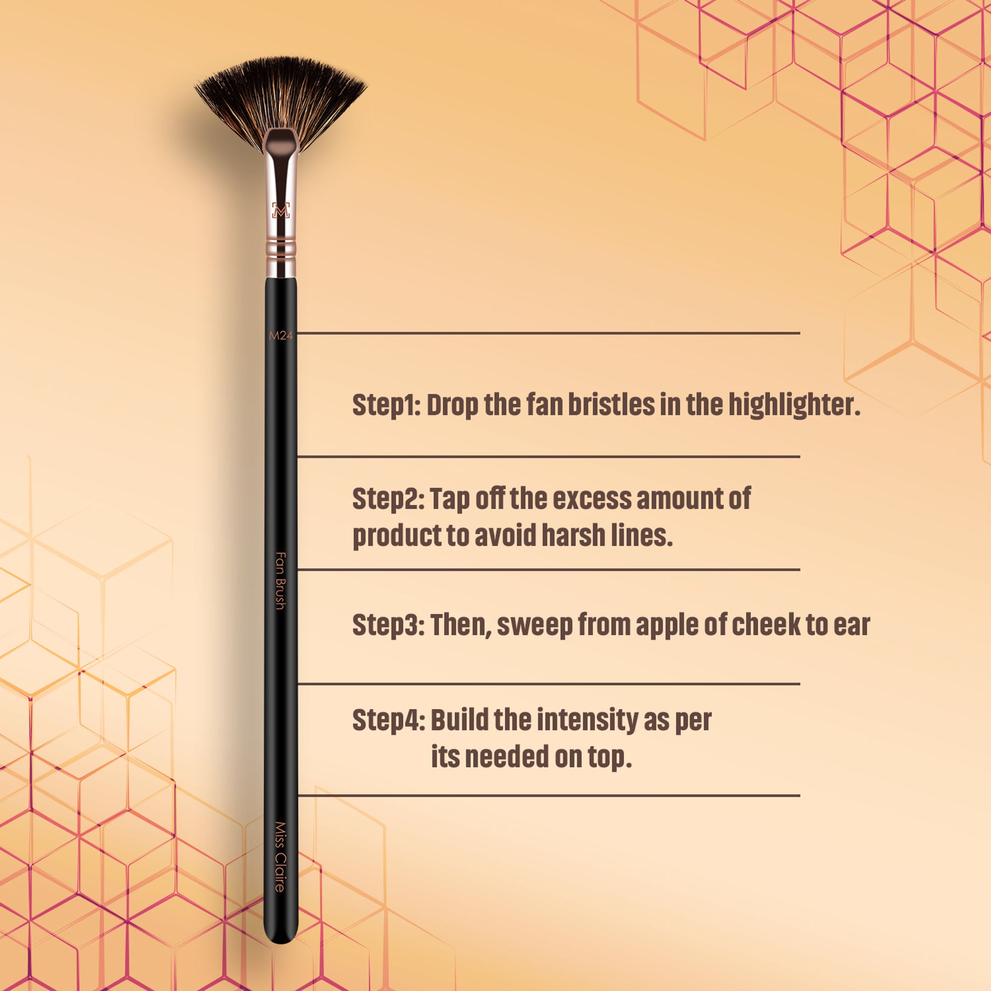 Miss Claire M24 - Fan Brush - Rose Gold