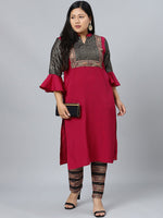 Thumbnail for Sztori Plus Size Abstract Printed Straight Kurta with Trousers - Distacart