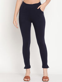 Thumbnail for TAG 7 Set Of 2 Yellow & Navy Blue Solid Leggings