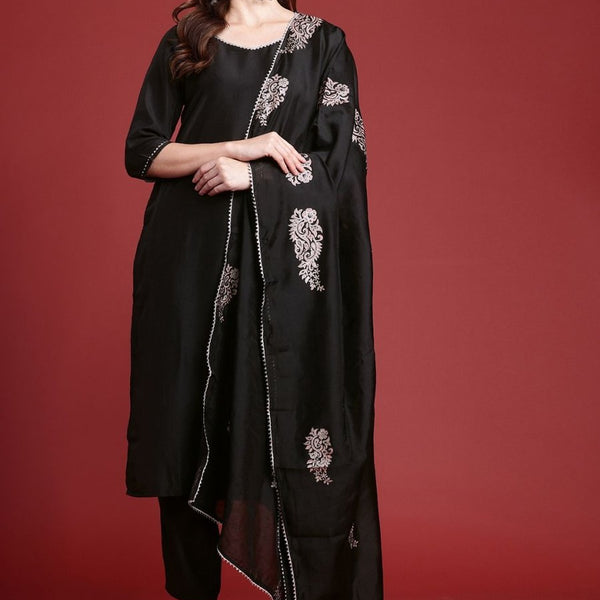 Anouk Regular Solid Kurta With Trousers & With Printed Dupatta - Distacart
