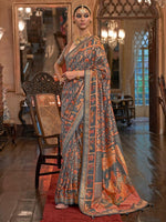 Thumbnail for Anouk Ethnic Motifs Printed Beads & Stones Banarasi Saree - Distacart
