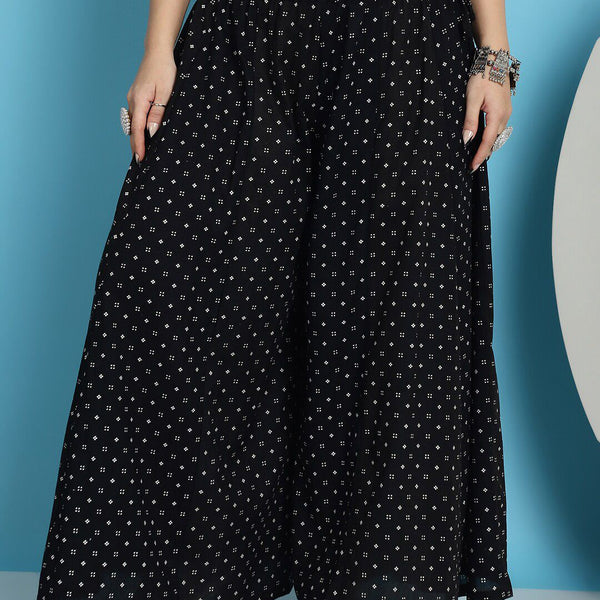 TAG 7 Floral Printed Flared Pure Cotton Palazzos - Distacart