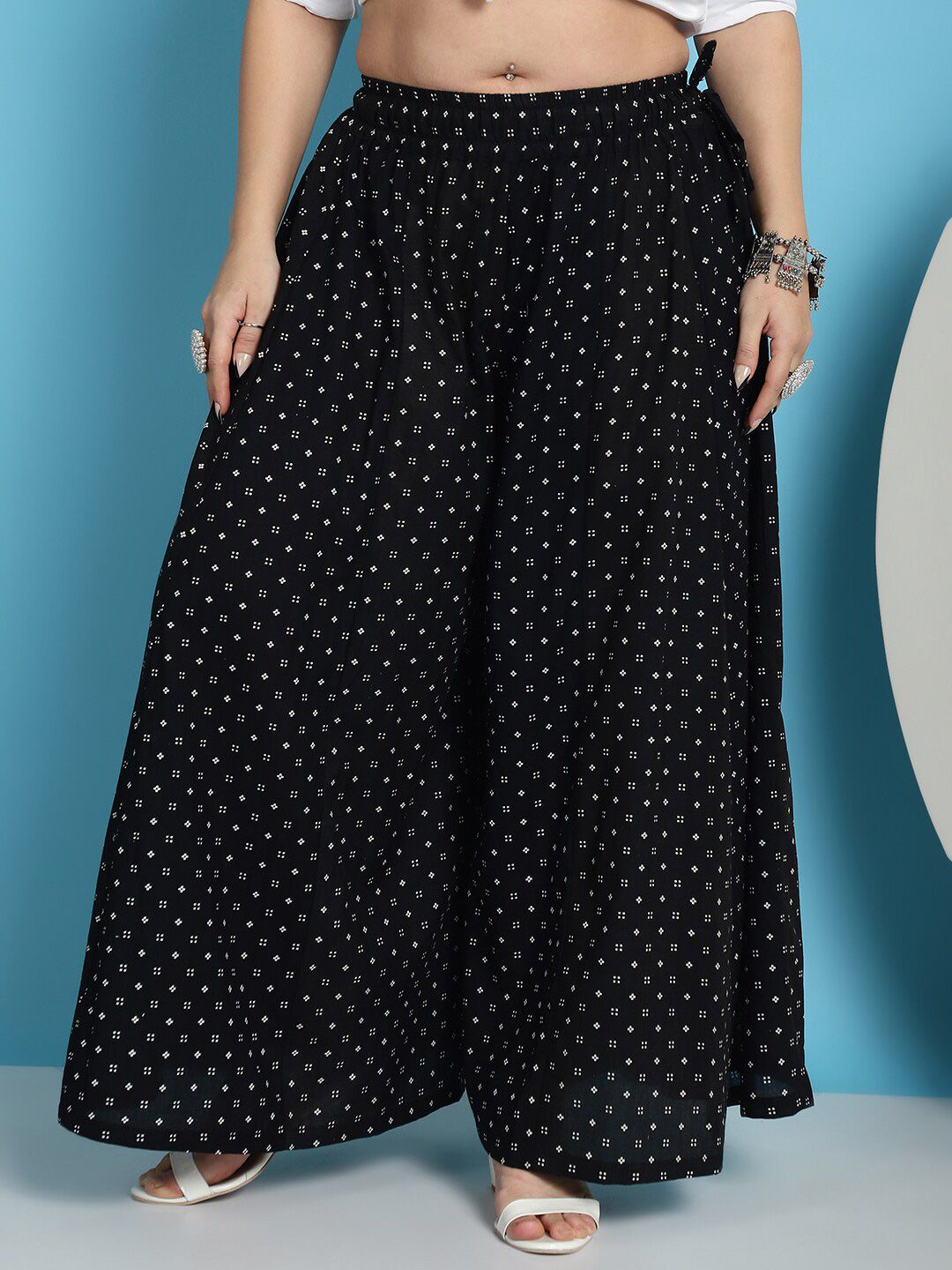 TAG 7 Floral Printed Flared Pure Cotton Palazzos - Distacart