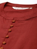 Thumbnail for All About You Women Red & Orange Pure Cotton Kurta with Trousers - Distacart