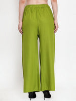Thumbnail for TAG 7 Women Pack Of 2 Green & Maroon Solid Flared Palazzos