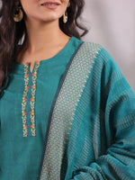 Thumbnail for Anubhutee Ethnic Motifs Yoke Design Thread Work Pure Cotton Kurta with Trousers & Dupatta - Distacart