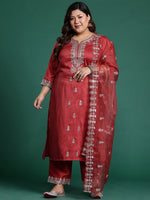 Thumbnail for Indo Era Plus Size Ethnic Motifs Embroidered Gotta Patti Kurta Set
